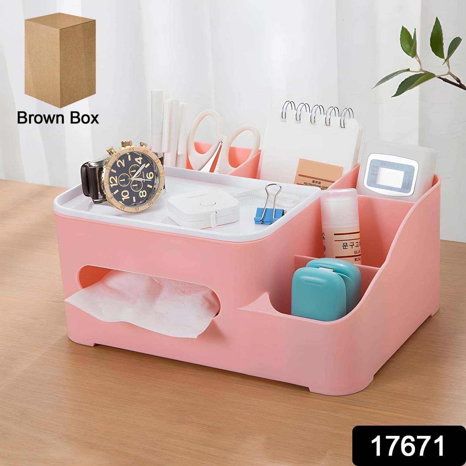 17671 Tissue Paper Storage Holder, Stationery Storage Remote Control, Decorative Pen, Pencil, Napkin, Mobile Phone Multi-Function Desk Storage Organizer for Home and Office (6 Compartment) 17671 Tissue Paper Storage Holder, Stationery Storage Remote Control, Decorative Pen, Pencil, Napkin, Mobile Phone Multi-Function Desk Storage Organizer for Home and Office (6 Compartment)